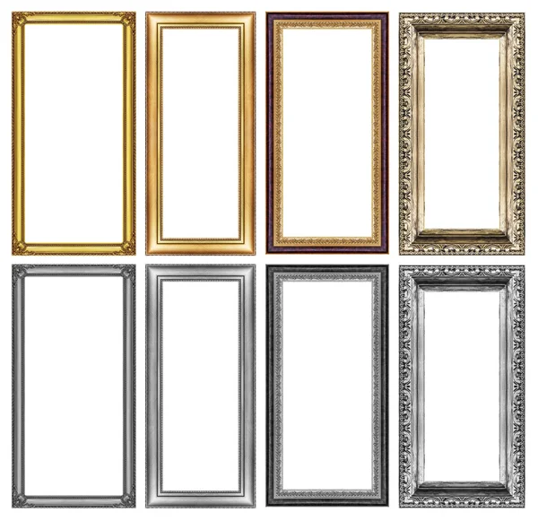 Conjunto de marco dorado gris con espacio en blanco sobre fondo blanco —  Fotos de Stock