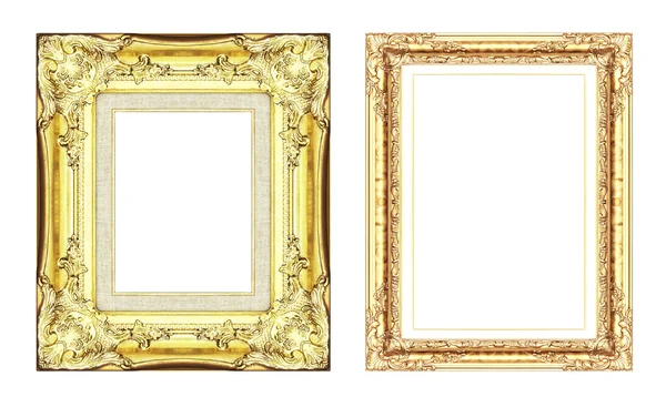 Sada ročník zlatého rámu s bezvýrazný prostor izolovaných na bílém — Stock fotografie