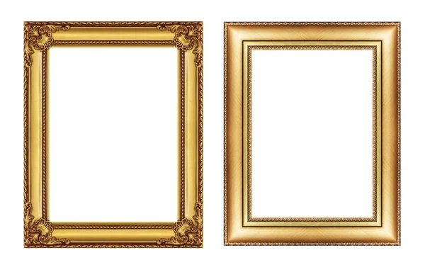 Set di cornice dorata vintage con spazio bianco isolato su b bianco — Foto Stock