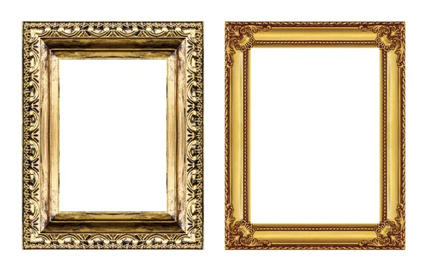 Conjunto de marco dorado vintage con espacio en blanco aislado en blanco b —  Fotos de Stock