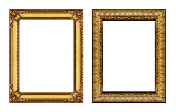 Set of vintage golden frame with blank space  isolated on white — Stock Photo, Image