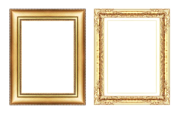 Reeks van vintage gouden frame met lege ruimte geïsoleerd op witte b — Stockfoto