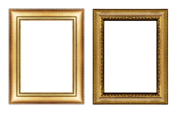 Reeks van vintage gouden frame met lege ruimte geïsoleerd op witte b — Stockfoto