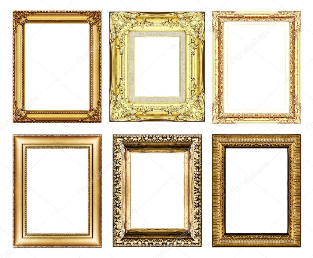 set of vintage golden frame with blank space