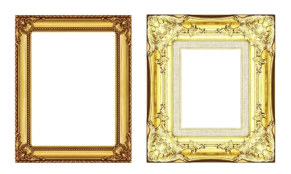 Sada ročník zlatého rámu s bezvýrazný prostor izolovaných na bílém — Stock fotografie