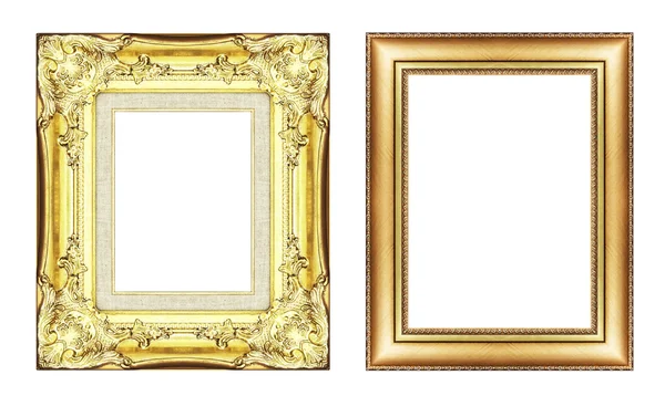 Reeks van vintage gouden frame met lege ruimte geïsoleerd op wit — Stockfoto