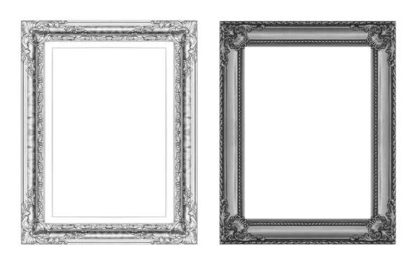 Set of vintage gray frame with blank space  isolated on white ba — Stock Photo, Image