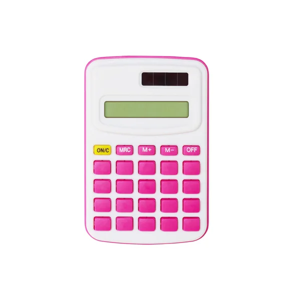 Calculatrice rose isolée sur fond blanc, Calculatrice Pas de nume — Photo