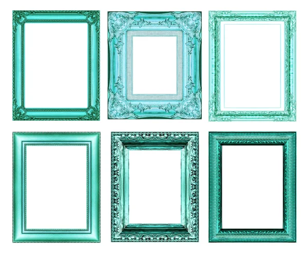 Conjunto de moldura azul vintage com espaço em branco — Fotografia de Stock