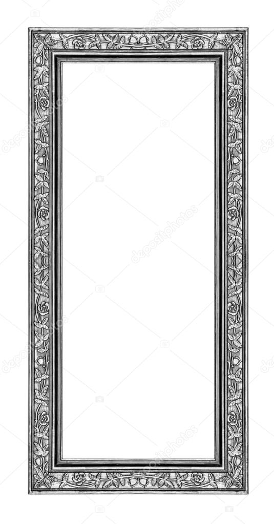 Vintage gray frame isolated on white background, with clipping path