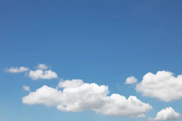 Blue Sky Background White Clouds Soft Focus Copy Space Horizontal Stock Photo