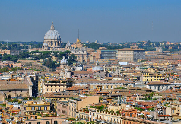 Rome cityscape and Vatican St. Peter's Basilica panoramic view