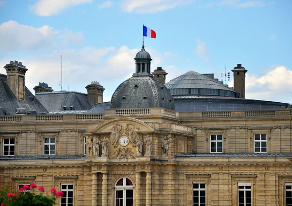 French building with a flag
