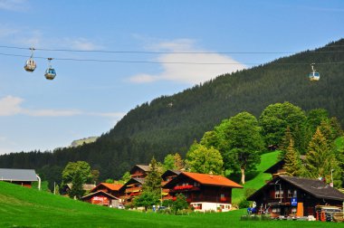 Swiss chalets and Cable car clipart