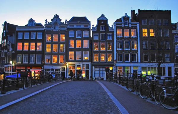 Amsterdam street at night — Stock Photo, Image