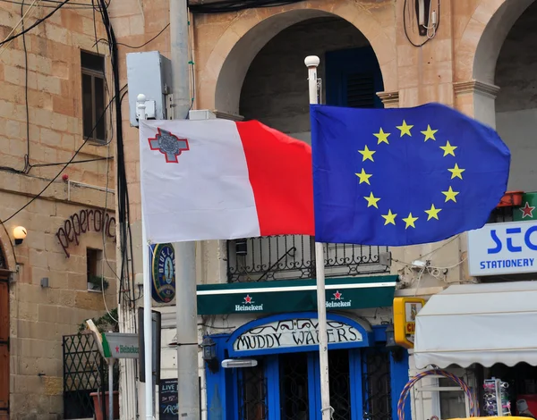 Flags of Malta and EU — Stock Photo, Image