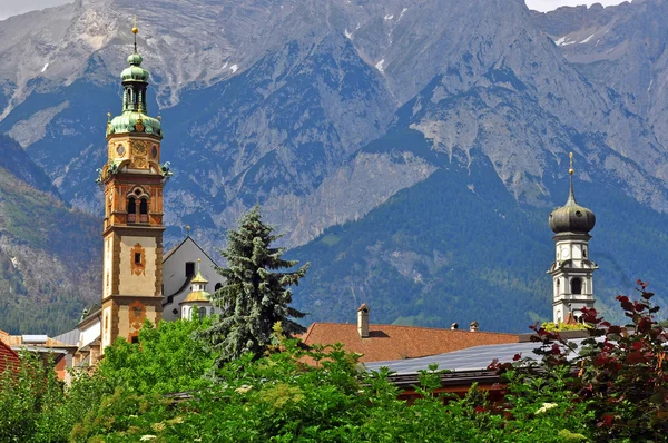 Bell towers in mountains — Stock Photo, Image