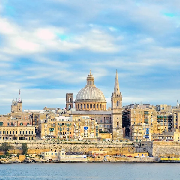 Valeta Casco Antiguo Con Cielo Hermoso Fondo Malta —  Fotos de Stock