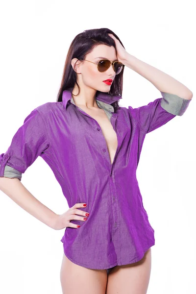 Girl in a purple shirt — Stock Photo, Image