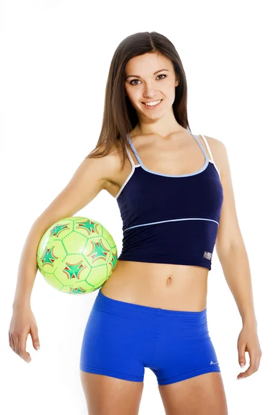 Girl gymnast with a ball — Stock Photo, Image