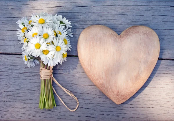 Heart and daisies — Stock Photo, Image