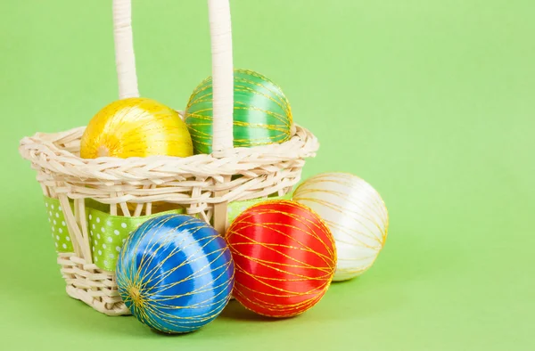 Christmas Ornaments in a Basket — Stock Photo, Image