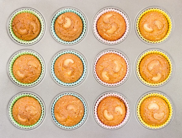 Cashew Cupcakes in Baking Tray — Stock Photo, Image