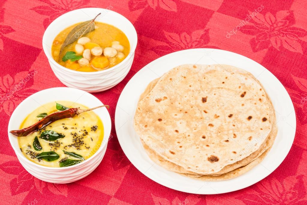 Chapati with Dal and Vegetable Curry Stock Photo by ©solomonjee 43304257
