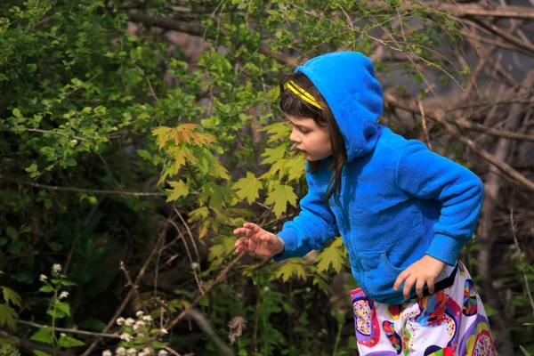 Küçük kızın macera parkta — Stok fotoğraf