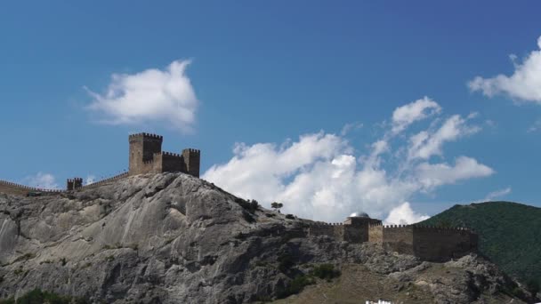 Forteresse Génoise Sudak Crimée Fragment Mur Médiéval Forteresse Sur Fond — Video