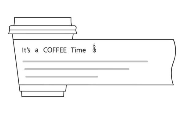Шаблон с бумажной чашкой кофе для текстового сообщения. Кофе на вынос, горячие напитки на вынос, графическая концепция. Обратите внимание на продвижение дизайна в кафе быстрого питания. Вектор — стоковый вектор