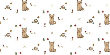 Şirin köpek pürüzsüz deseni. Giyim, tekstil, kumaş, ambalaj, duvar kâğıdı gibi komik hayvanlarla yaratıcı çocuk dokusu. Vektör