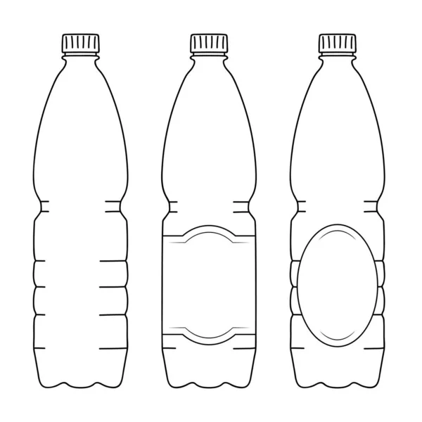 Bottiglia Schizzo Acqua Semplice Disegno Linee Rifiuti Plastica Soda Fresca — Vettoriale Stock