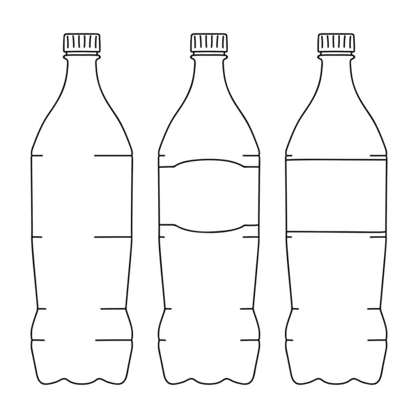 Szkic Butelce Wody Prosty Rysunek Linii Odpady Tworzyw Sztucznych Świeża — Wektor stockowy
