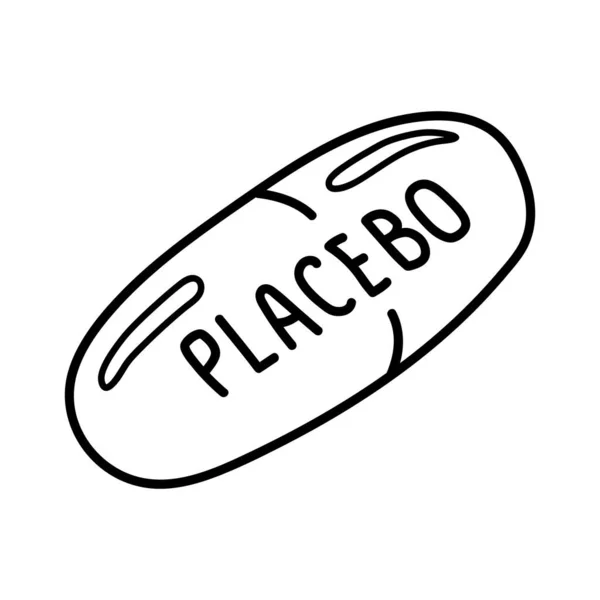 Placebo medicine capsule. Medicine and health concept. Illustration in doodle style, thin line. Vector — Stock Vector