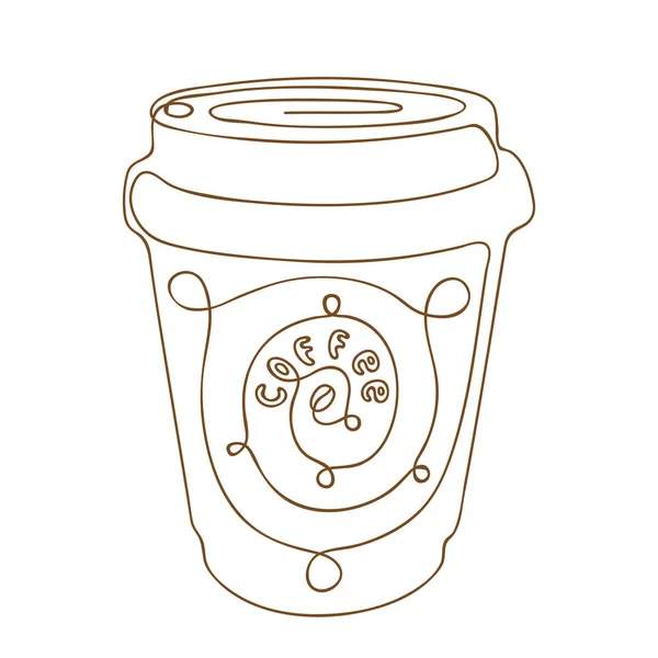 Carta tazza di caffè. Bevanda di caffè in linea di disegno. Caffè da andare concetto, per fast food design caffè. Vettore — Vettoriale Stock