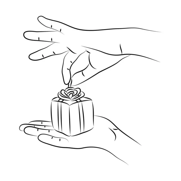 Подарочная Коробка Руке Держать Предлагать Подарок Подарить Подарки Праздники Торжества — стоковый вектор