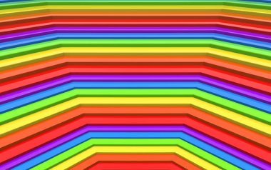 3D görüntüleme. lgbt gökkuşağı renk merdiven duvarı arkaplanı.