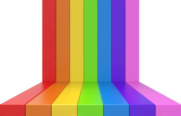 3Dレンダリング 灰色の背景に別の虹色のLbtステージバー — ストック写真