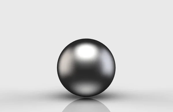 3D渲染 浅灰背景的黑色金属球体 — 图库照片