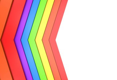 3d görüntüleme. Lgbt gökkuşağı renk ok desenli beyaz duvar arkaplanı üzerinde bayrak tasarımı.