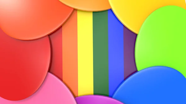 Weergave Regenboog Kleur Ovel Platen Lgbt Vlag Ruimte Muur Achtergrond — Stockfoto