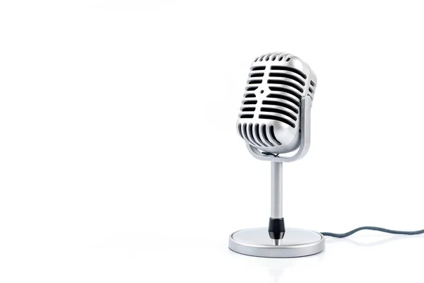 Mikrofon Retro Izolált Fehér Háttér Stock Kép