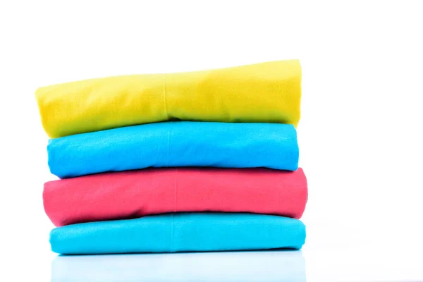 Pila Camiseta Algodón Colorido Aislado Sobre Fondo Blanco —  Fotos de Stock