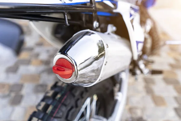 Enduro Motocicleta Sistema Escape Close — Fotografia de Stock