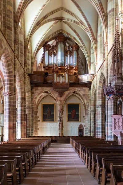 Nave Organ Peter Paul Abbey Located Wissembourg France People — Stok fotoğraf