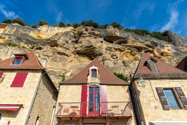 Kalkstenen Klif Historische Huizen Gemaakt Van Gele Stenen Van Roque — Stockfoto