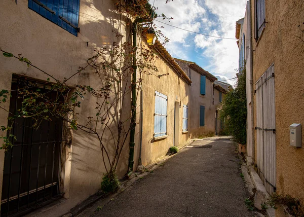 Old Street Village Gruissan Southern France Beige Pink Colored Walls — Fotografia de Stock