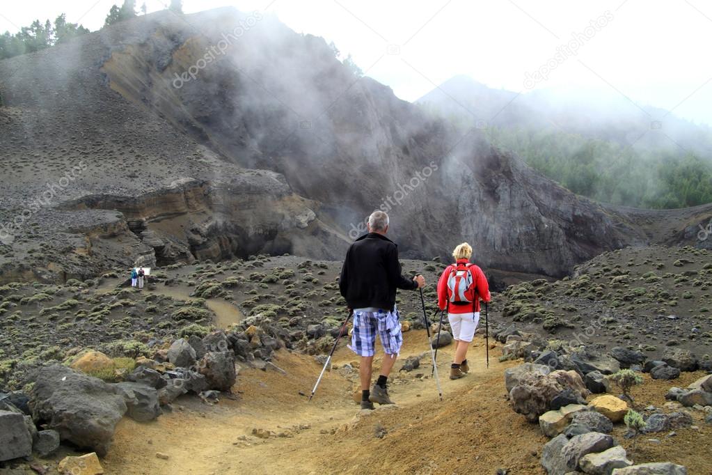 Walk on the top of volcano