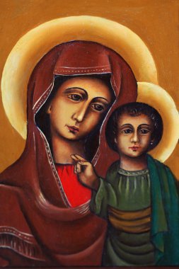 Icon of saint Maria with child clipart